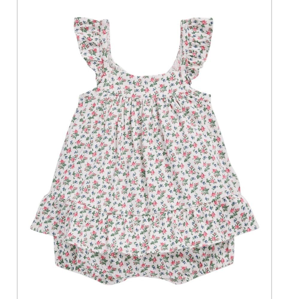 POLO Ralph Lauren Baby Girls Floral Cotton Jersey Top & Bloomer Set, Sz 18months